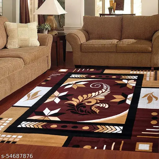 R Carpet Traditional Polyster Carpet for Living Room with Anti Skid - (5x7 Feet )