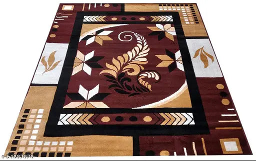 R Carpet Traditional Polyster Carpet for Living Room with Anti Skid - (5x7 Feet )