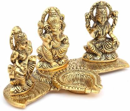 Design Gold Plated Lakshmi Ganesh Saraswati Idol Showpiece