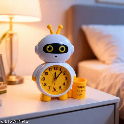 Cartoon Robot Shape Alarm Clock for Kids | Cute Bedside Table Clock | Stylish Home & Bedroom Decoration (17.5 cm x 11.5 cm)