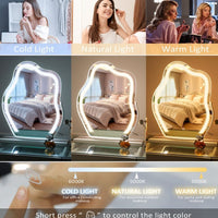 Vanity Makeup Cloud LED Mirror With Lights Strip Smart Control Wall Mount Decor Glass Hanging Removable