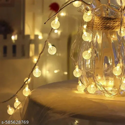 String Lights Plug in, 9.8ft 14 LED Crystal Ball Warm White Fairy Lights.
