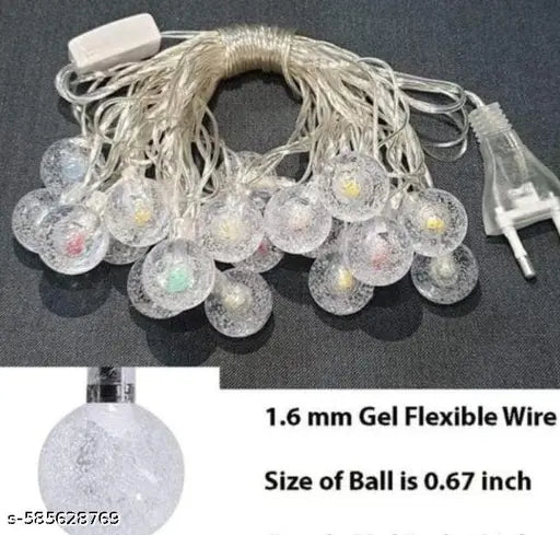 String Lights Plug in, 9.8ft 14 LED Crystal Ball Warm White Fairy Lights.