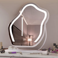 Vanity Makeup Cloud LED Mirror With Lights Strip Smart Control Wall Mount Decor Glass Hanging Removable