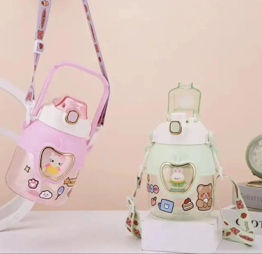 Cartoon Straw Water Bottle