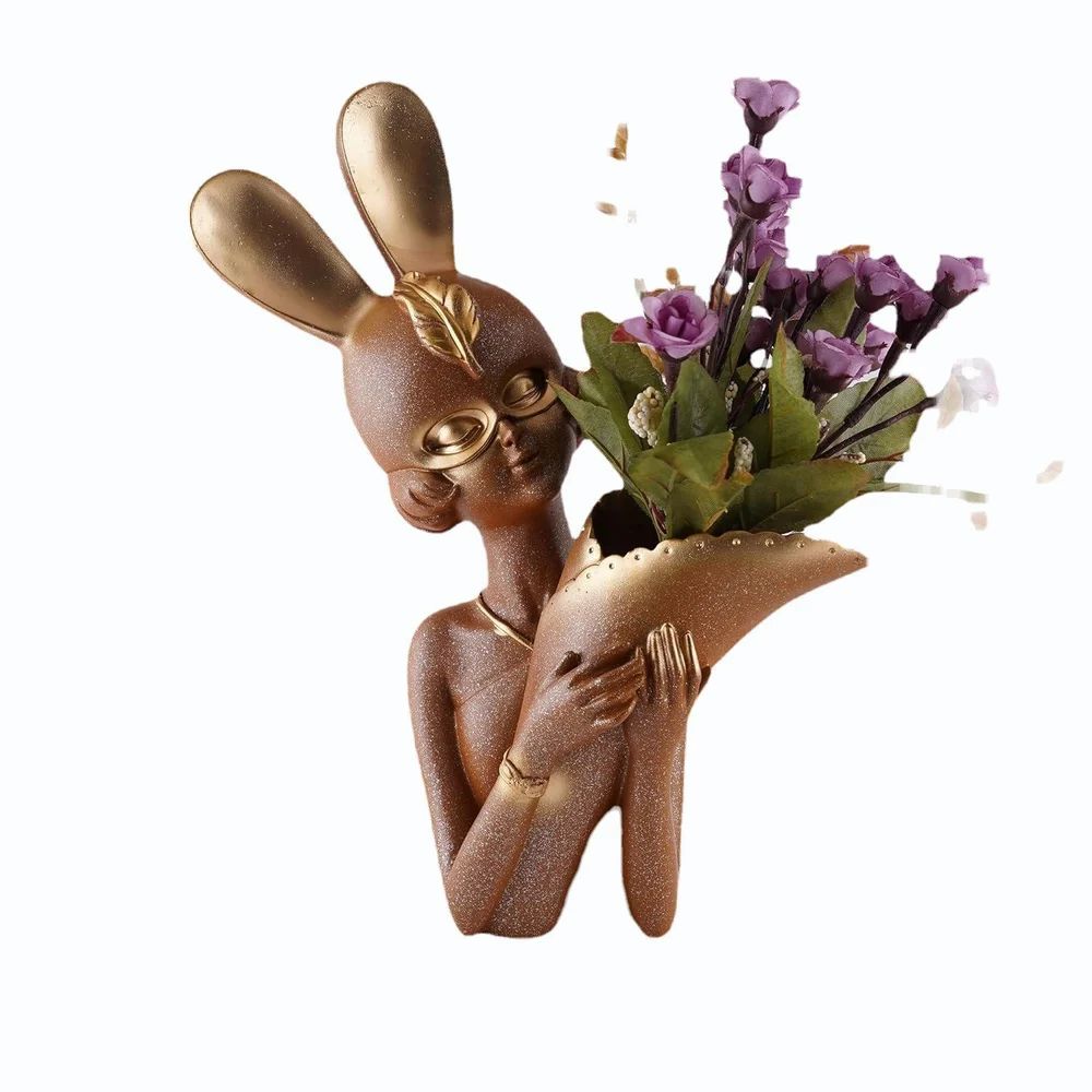 Poly Resin Lady Flower Vase