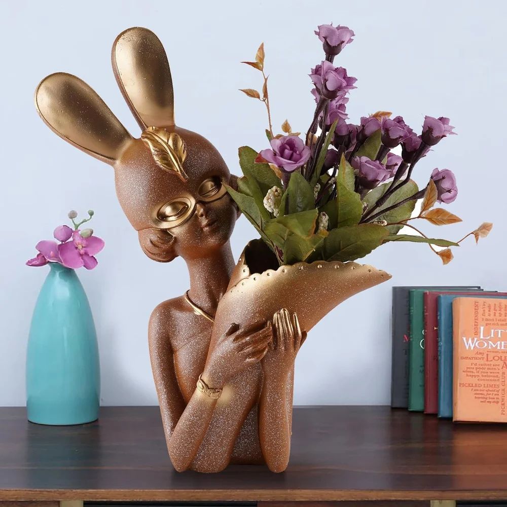 Poly Resin Lady Flower Vase