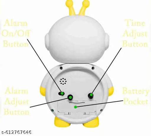 Cartoon Robot Shape Alarm Clock for Kids | Cute Bedside Table Clock | Stylish Home & Bedroom Decoration (17.5 cm x 11.5 cm)