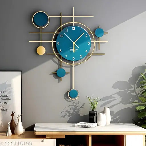 Luxury Modern Geometric Wall Clock for Living Room & Home Decor – Designer Silent Analog Clock"