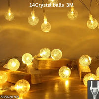 String Lights Plug in, 9.8ft 14 LED Crystal Ball Warm White Fairy Lights.