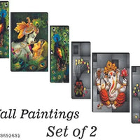 Combo Painting - Set of 3 Shree Radhe Krishna and Shree Ganesha Modern art Home decorative gift item wall painting 12 inch X 18 inch
