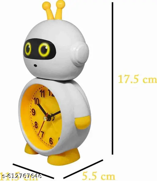 Cartoon Robot Shape Alarm Clock for Kids | Cute Bedside Table Clock | Stylish Home & Bedroom Decoration (17.5 cm x 11.5 cm)